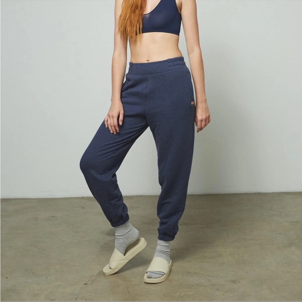 Lunya Restore double faced pants in Deep blue heather Medium